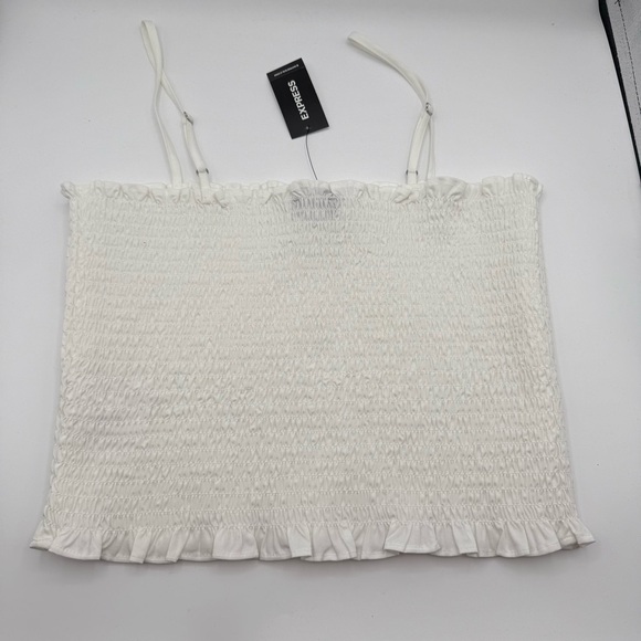 Express While Smocked Cropped Cami Sleeveless Spaghetti Straps Women’s Small NWT - Picture 10 of 10